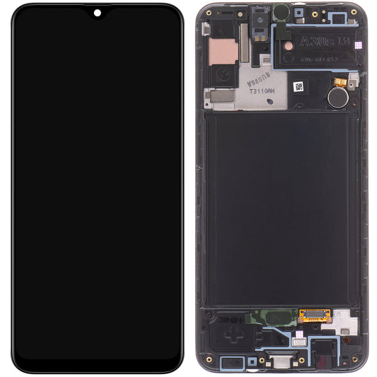 Samsung Galaxy Galaxy A30s A307 Pekskärm, med ram, svart, Service Pack GH82-2111190A