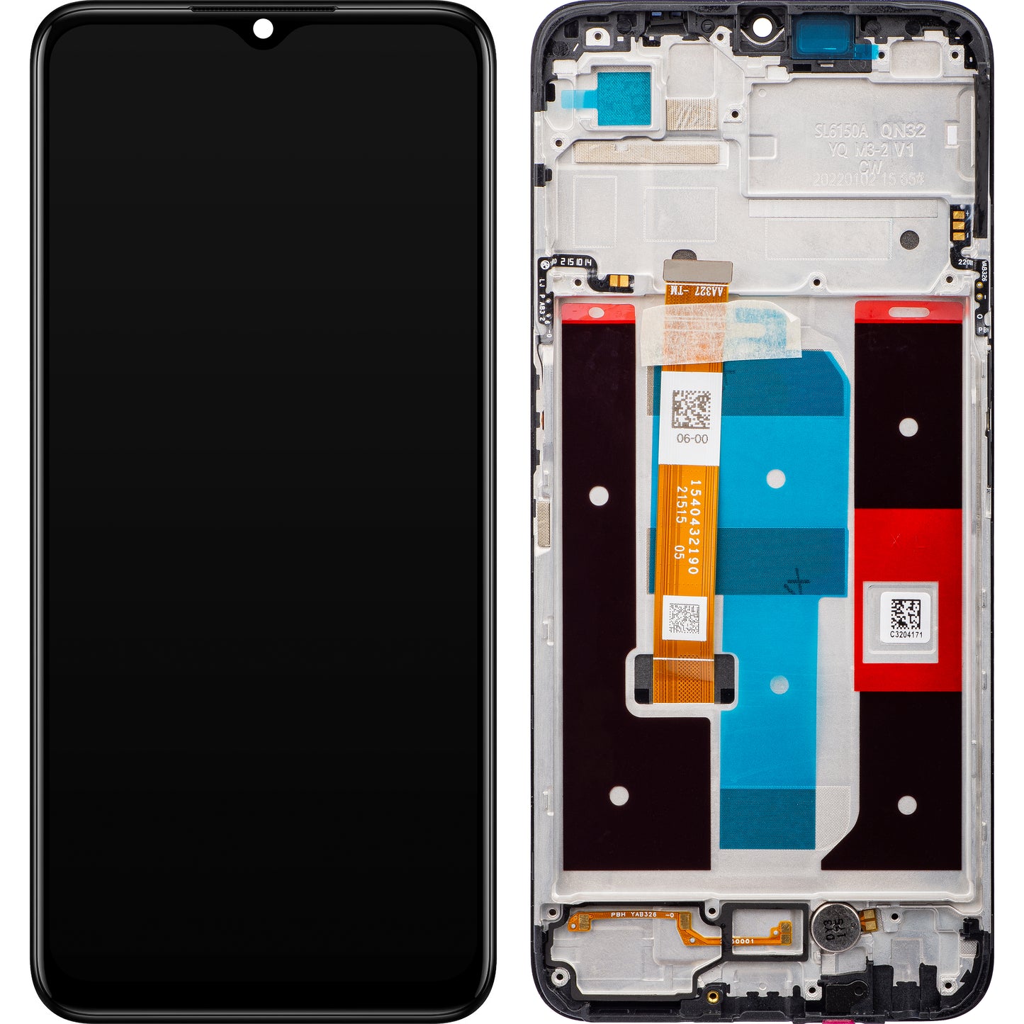 Pekskärm Realme Narzo 50A Prime / C35, med ram, svart, Service Pack 4130056