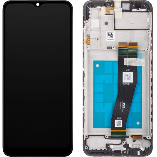 Pekskärm Samsung Galaxy A02s A025G, med ram, svart, Service Pack GH81-20181A
