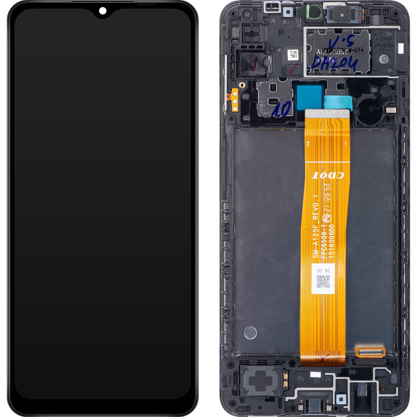 Pekskärm Samsung Galaxy A12 A125, med ram, svart, Service Pack GH82-24491A