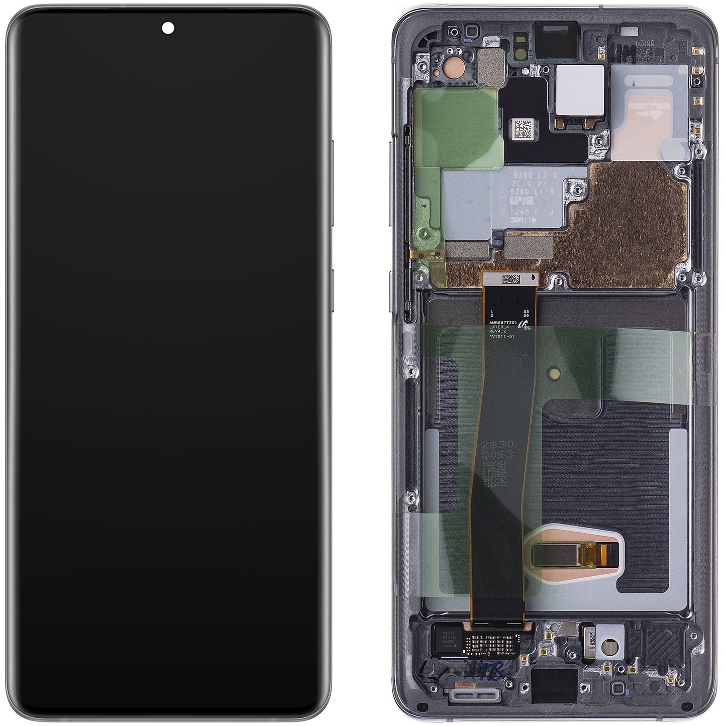 Samsung Galaxy S20 Ultra 5G G988 / S20 Ultra G988 Pekskärm, med ram, Grå, Service Pack GH82-26032B