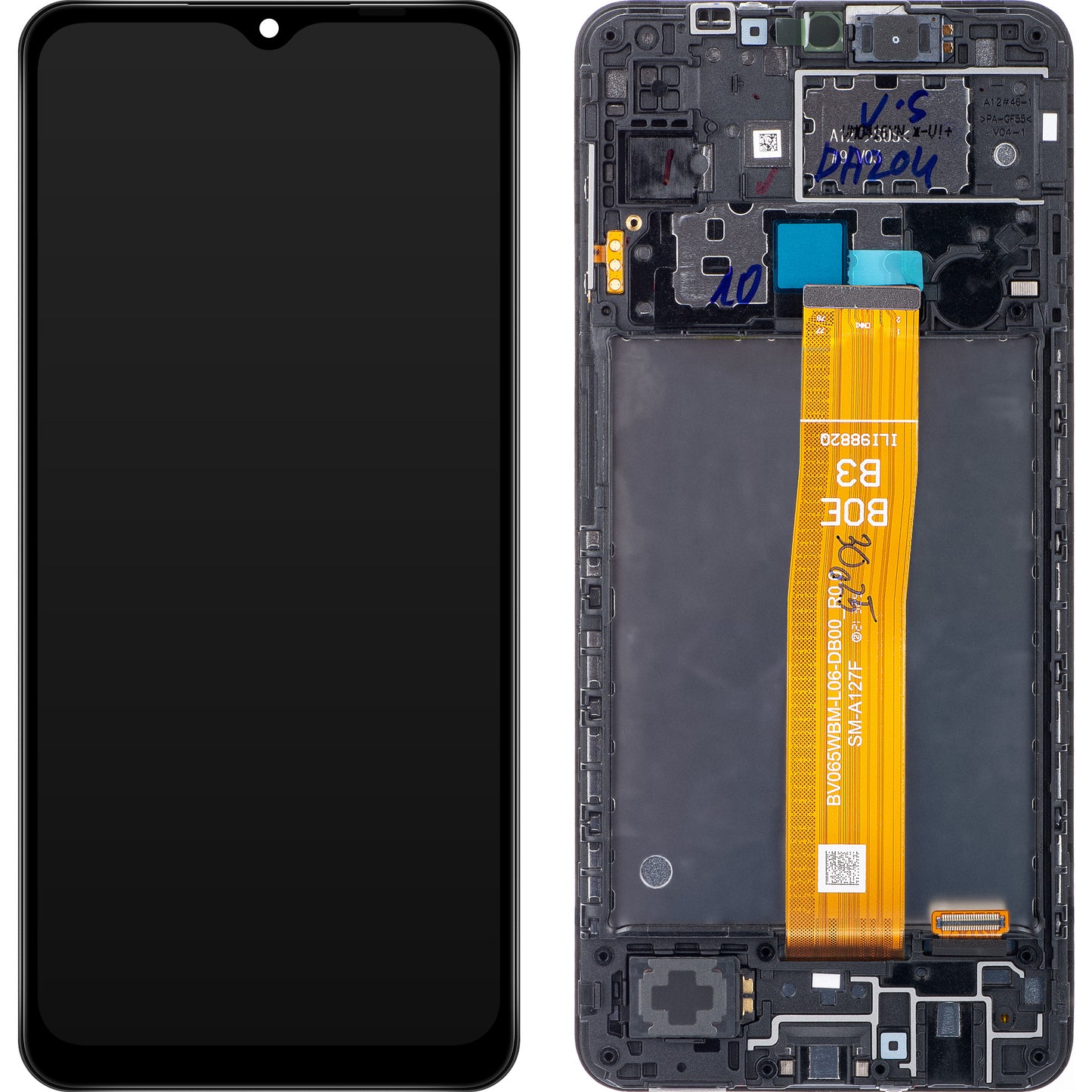 Pekskärm Samsung Galaxy A12 Nacho A127, med ram, svart, Service Pack GH82-26486A