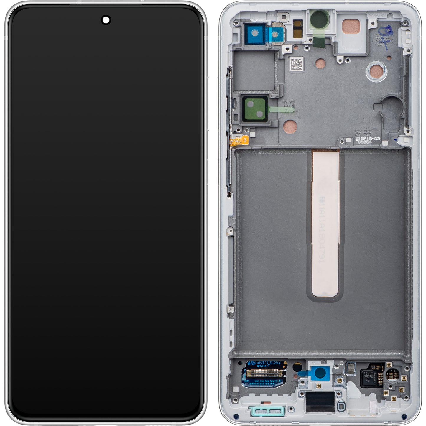 Pekskärm Samsung Galaxy S21 FE 5G G990, med ram, vit, Service Pack GH82-26414B