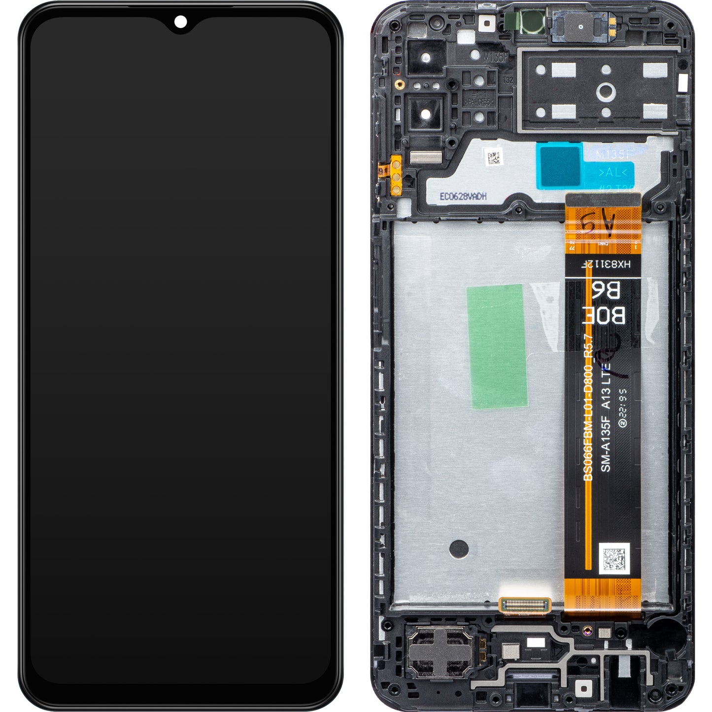Pekskärm Samsung Galaxy M13 M135, med ram, svart, Service Pack GH82-29132A
