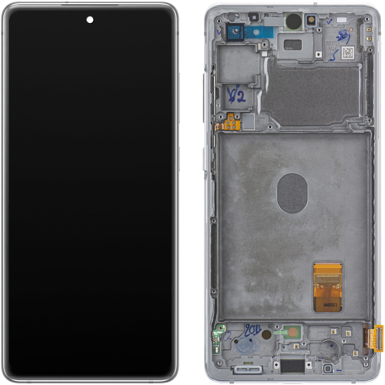 Pekskärm Samsung Galaxy S20 FE 5G G781, med ram, vit, Service Pack GH82-24214B