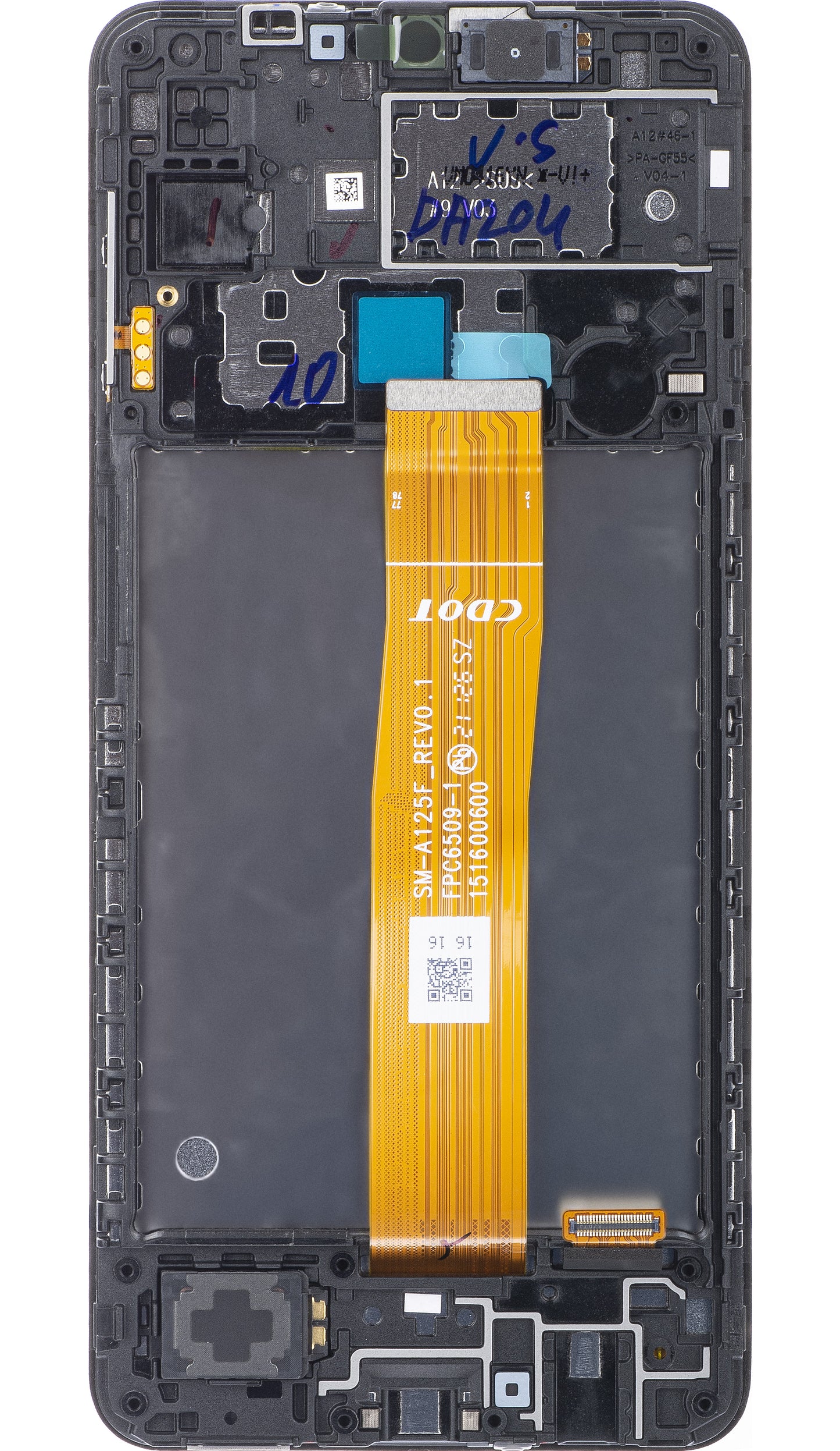 Pekskärm Samsung Galaxy A12 A125, med ram, svart, Service Pack GH82-24491A