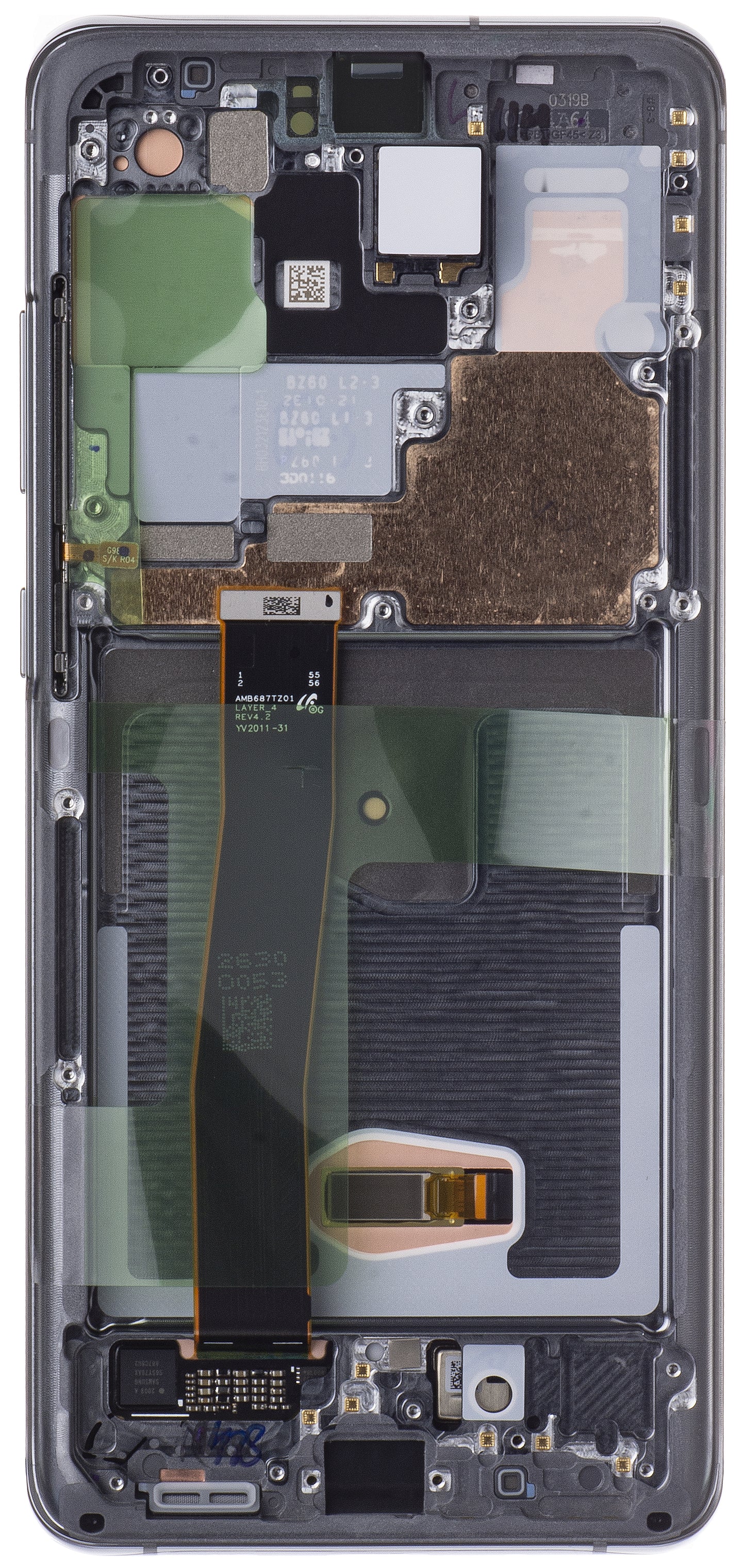 Samsung Galaxy S20 Ultra 5G G988 / S20 Ultra G988 Pekskärm, med ram, Grå, Service Pack GH82-26032B