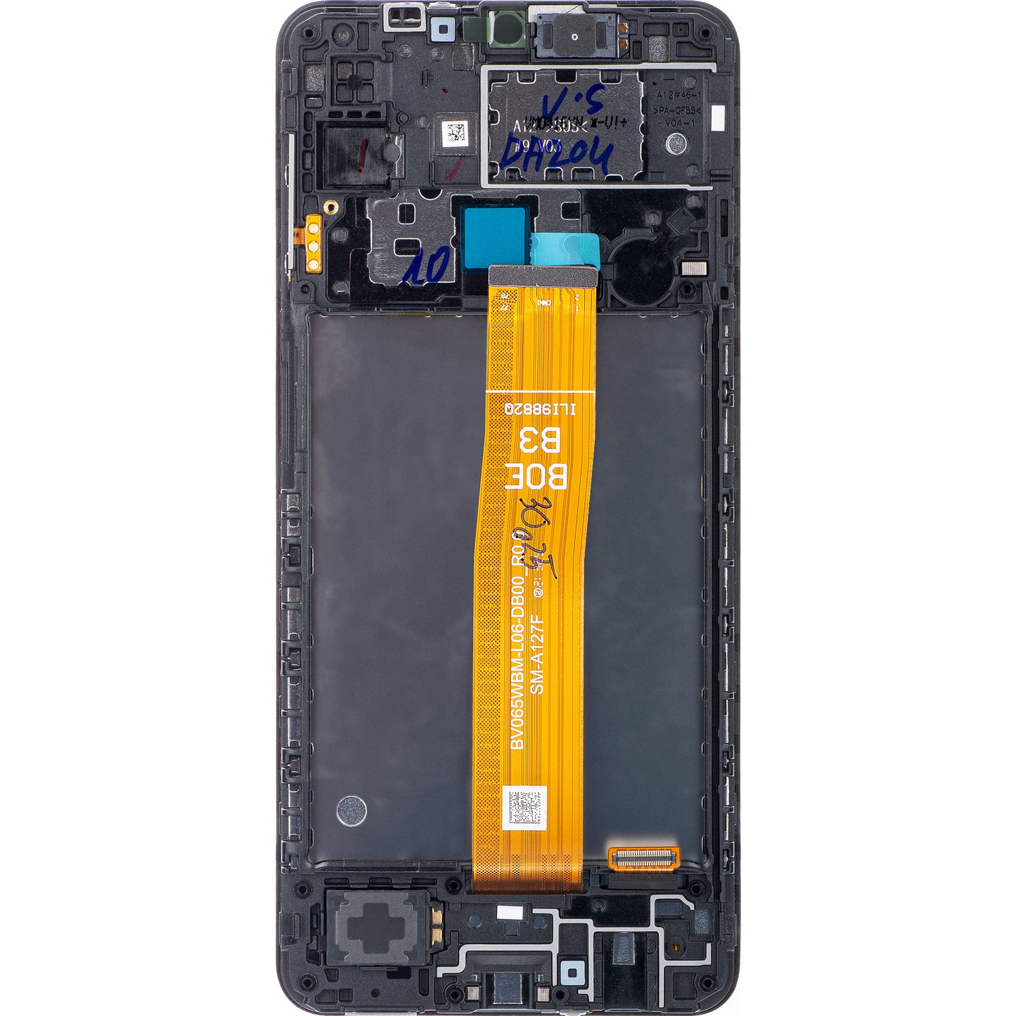 Pekskärm Samsung Galaxy A12 Nacho A127, med ram, svart, Service Pack GH82-26486A