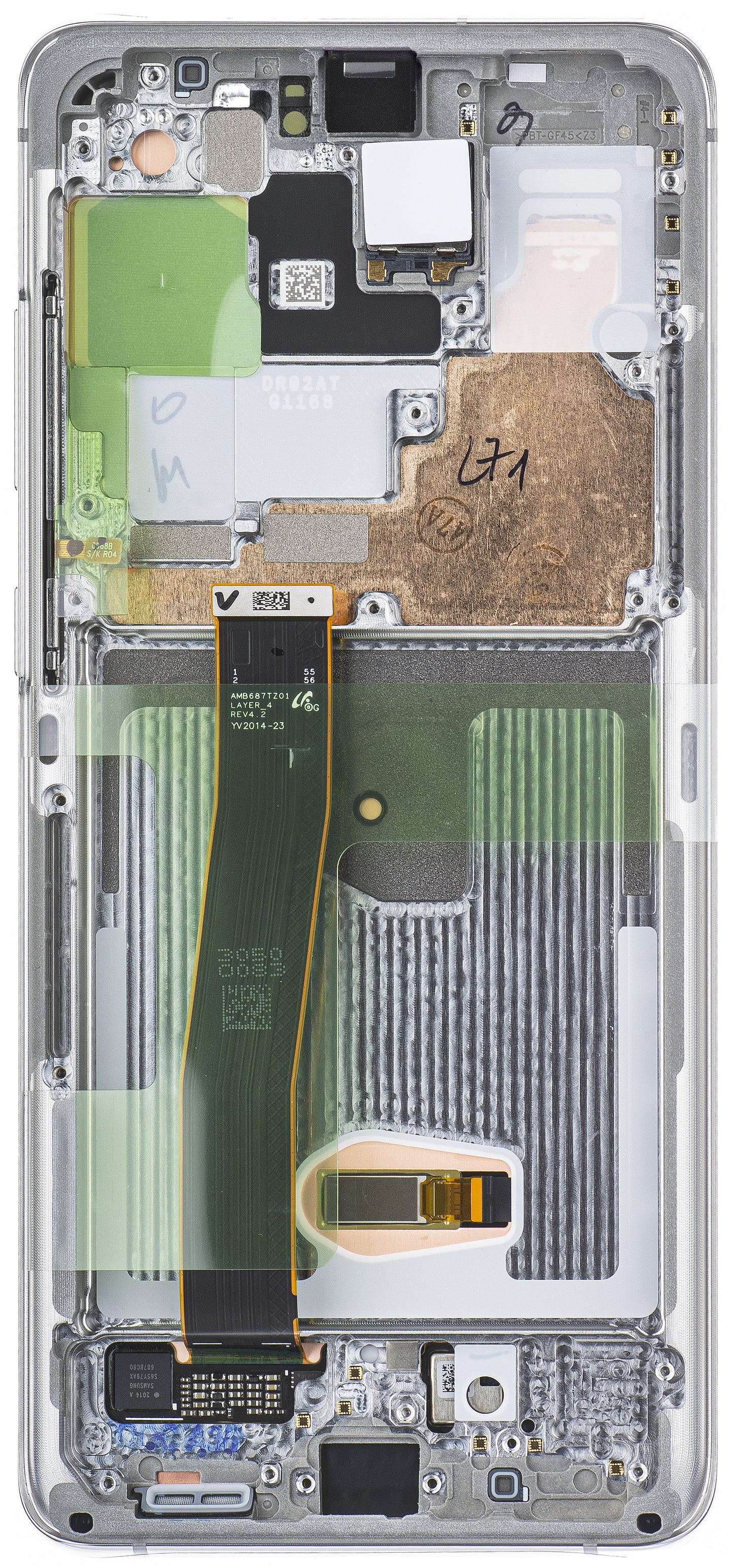 Samsung Galaxy S20 Ultra 5G G988 / S20 Ultra G988 Pekskärm, med ram, Vit, Service Pack GH82-26032C