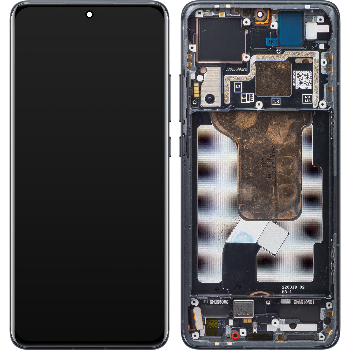 Xiaomi 12S / 12X / 12 Touchscreen Display with Frame, Gray, Service Pack 5600030L3A00
