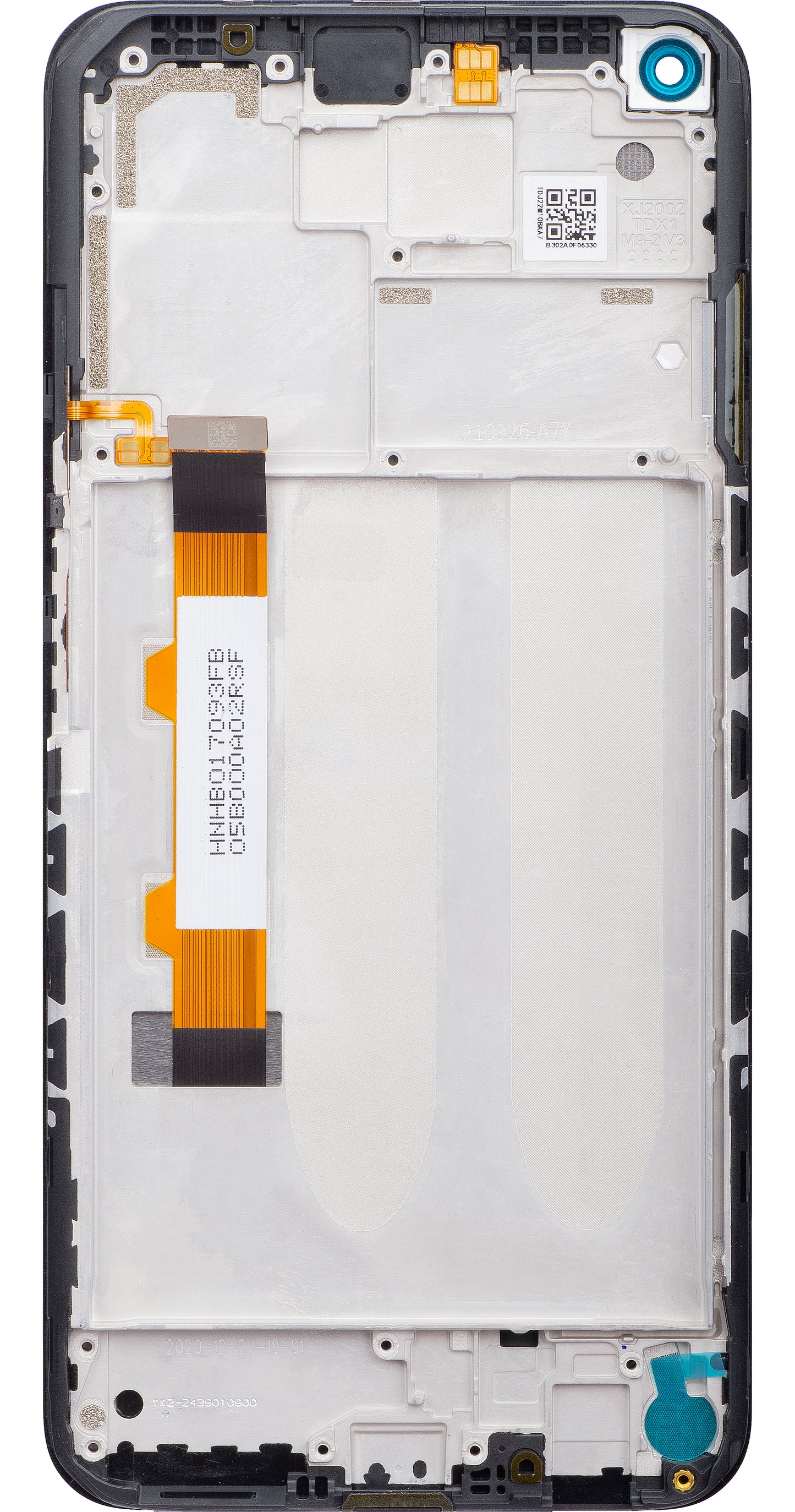 Pekskärm Xiaomi Redmi Note 9 5G / Redmi Note 9T 5G, med ram, svart, Service Pack 5600030J2200