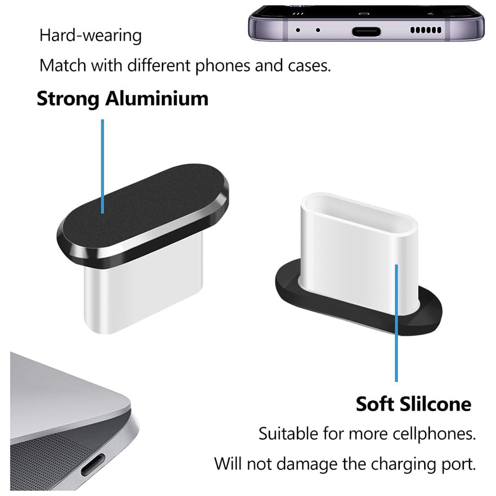 Techsuit AD1 Dust Plug for Phone Port, USB-C, Set of 4, Black