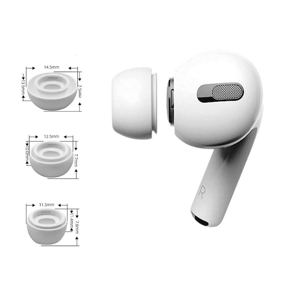 Techsuit ET2 öronproppar för Apple AirPods Pro 3, Storlek XS / S / L, Vita