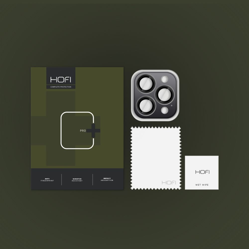 Skyddsfilm för bakre kamera HOFI CamRing PRO+ för Apple iPhone 16 Pro Max / 16 Pro, Härdat glas, Svart