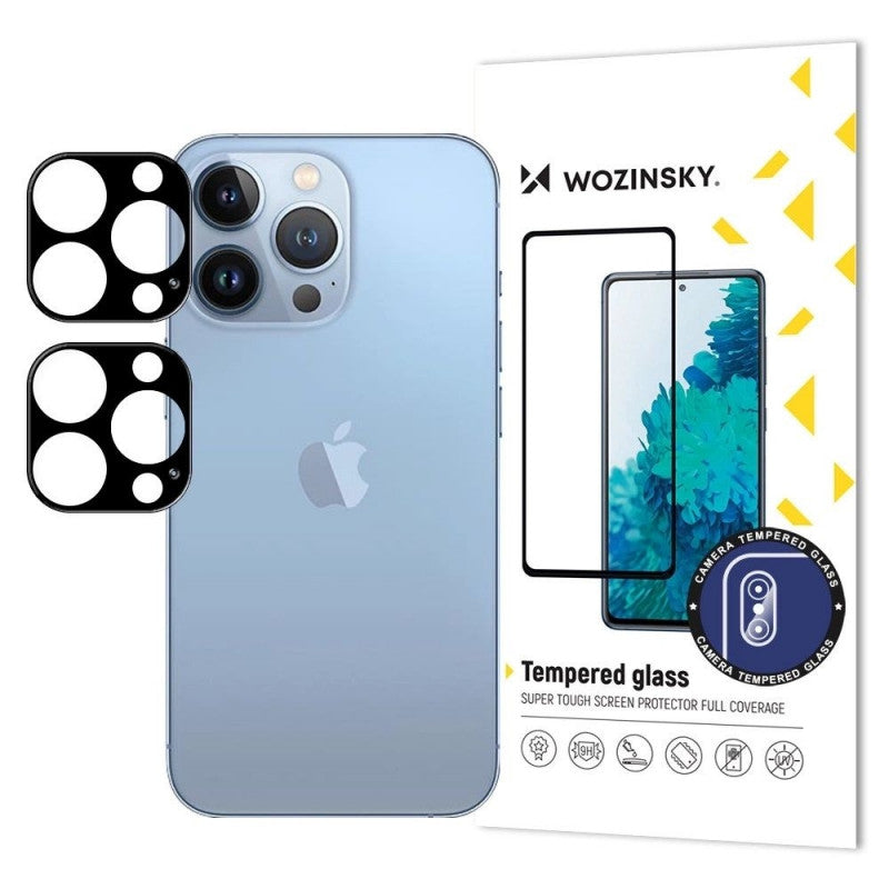 Skyddsfilm för bakre kameran WZK för Apple iPhone 17 Pro Max, Härdat glas, Set med 2 stycken, Svart