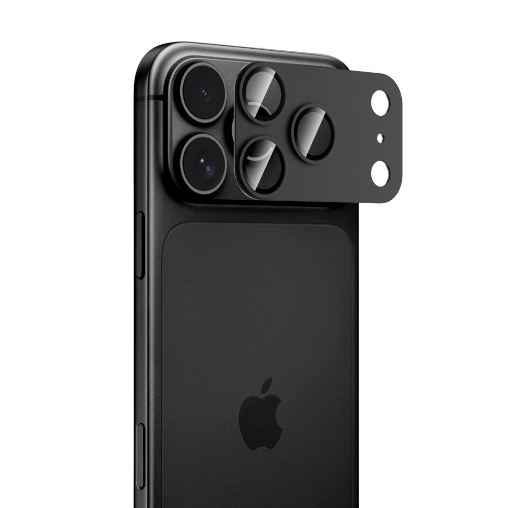Skyddsplast för bakre kamera Tech-Protect CamFull Fit+ för Apple iPhone 18 Pro Max, härdat glas, svart