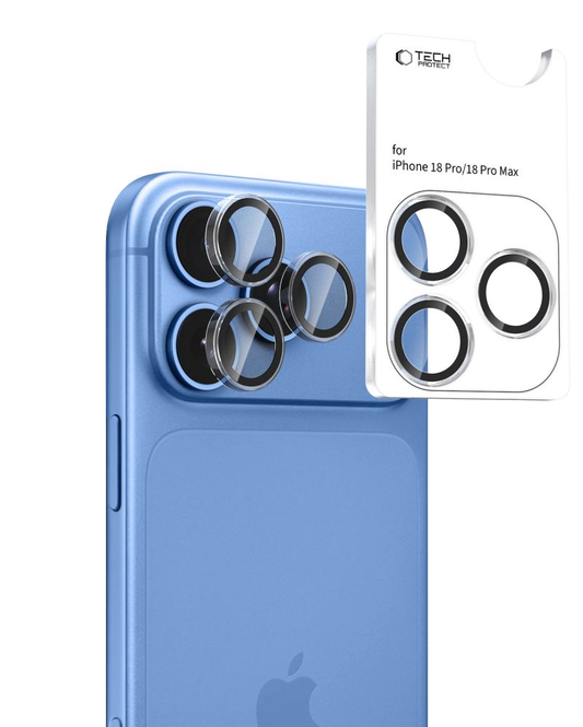 Skyddande film för bakre kamera Tech-Protect CamRing Fit+ för Apple iPhone 18 Pro / 18 Pro Max, härdat glas, transparent