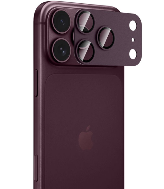 Skyddsfodral för bakre kamera Tech-Protect CamFull Fit+ för Apple iPhone 18 Pro Max, härdat glas, vinröd
