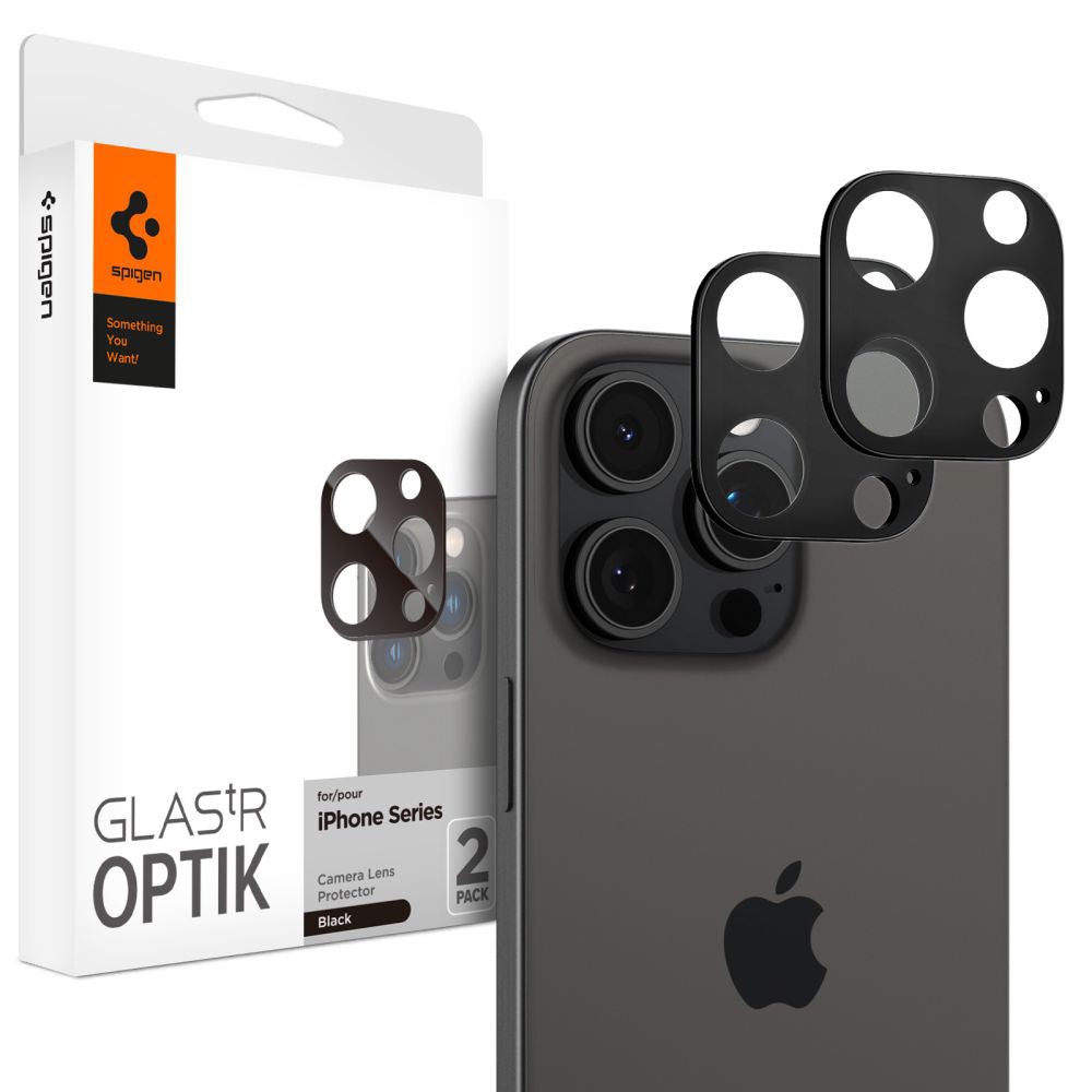 Spigen GlastR Optik Rear Camera Protector for Apple iPhone 16 Pro Max, Tempered Glass, Set of 2 pieces, Black AGL05273