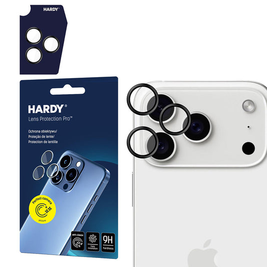 Skyddsfilm för bakre kamera 3MK Hardy Protection Pro för Apple iPhone 17 Pro Max / 17 Pro, Härdat glas, Svart
