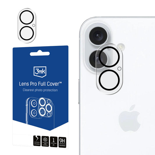 Skyddsfilm Bakre Kamera 3MK Pro Full Cover för Apple iPhone 17, Härdat Glas, Svart