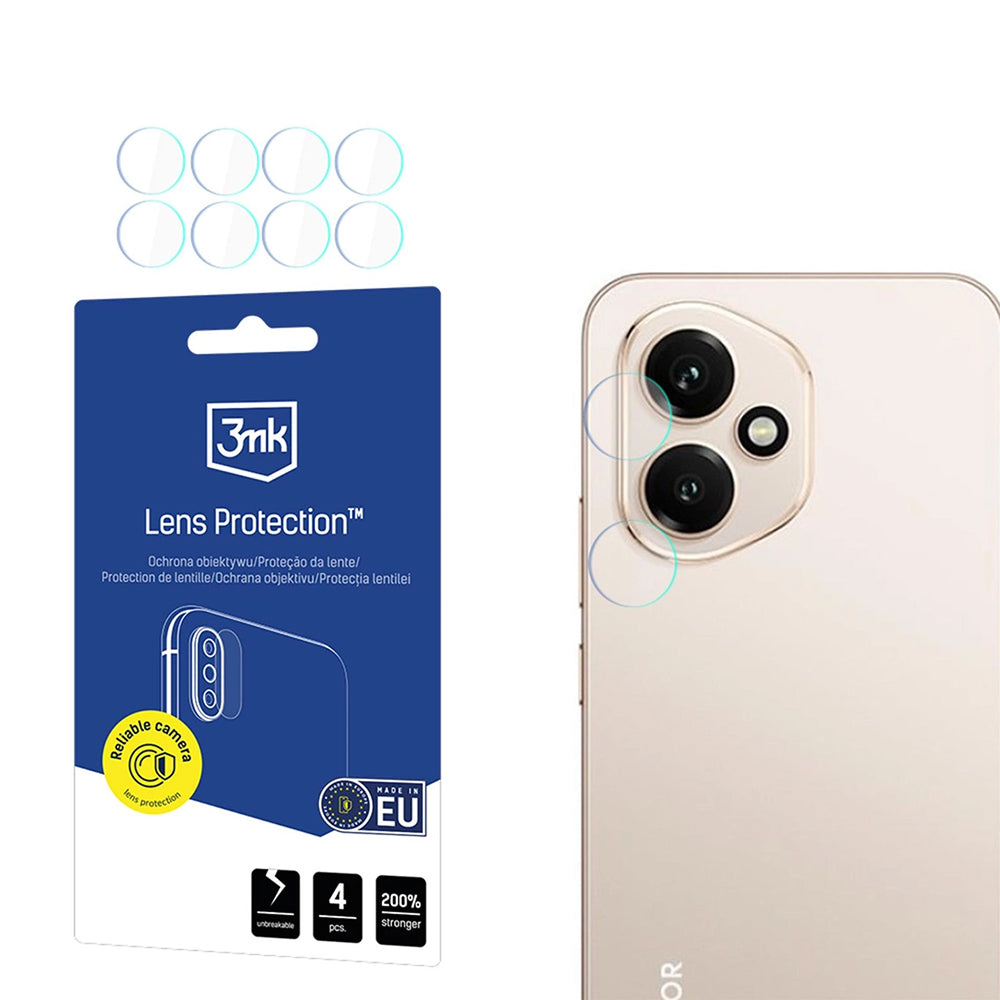 Skyddsfilm för bakre kamera 3MK Protection för Honor 400, Flexibelt glas, Set med 4 stycken, Transparent