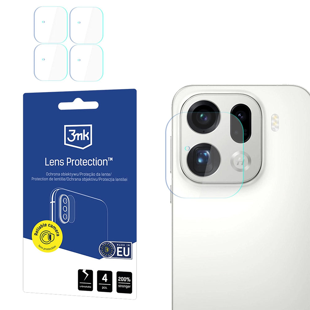 Skyddsfilm för bakre kamera 3MK Protection för Oppo Find X9 Pro, Härdat glas, Set om 4 stycken, Transparent