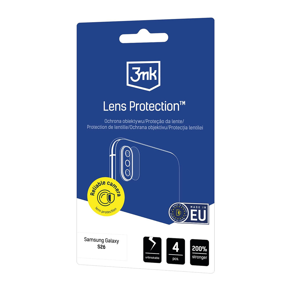 Skyddsfilm Bakre Kameran 3MK Protection för Samsung Galaxy S26 S942, Härdat Glas, Set om 4 stycken, Transparent