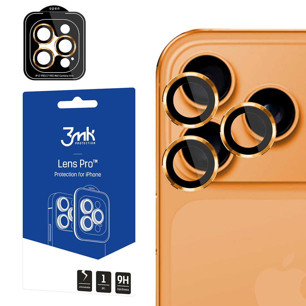 Skyddsfilm för bakre kamera 3MK Protection Pro för Apple iPhone 17 Pro Max / 17 Pro, Härdat glas, Orange