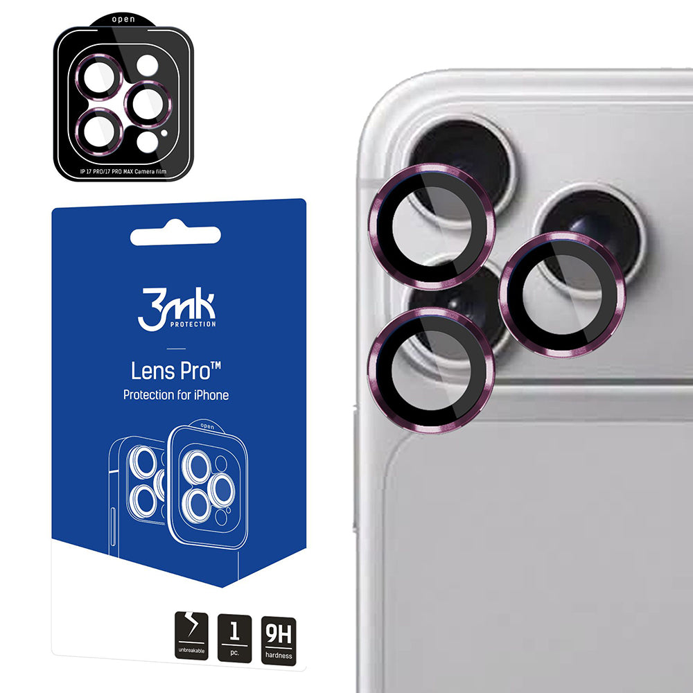Skyddsfodral för bakre kamera 3MK Protection Pro för Apple iPhone 18 Pro / 18 Pro Max, härdat glas, vinröd