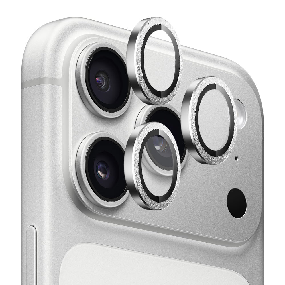 Skyddsfilm för bakre kamera Blueo Glitter Diamond Metal Frame för Apple iPhone 17 Pro Max / 17 Pro, Härdat glas, Silver