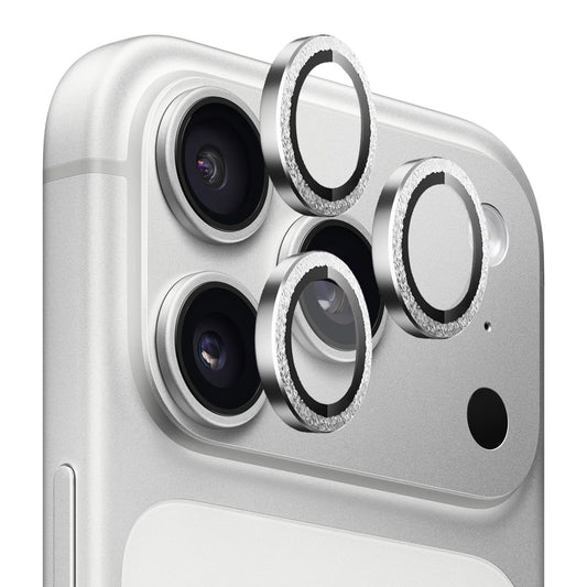 Skyddsfilm för bakre kamera Blueo Glitter Diamond Metal Frame för Apple iPhone 17 Pro Max / 17 Pro, Härdat glas, Silver