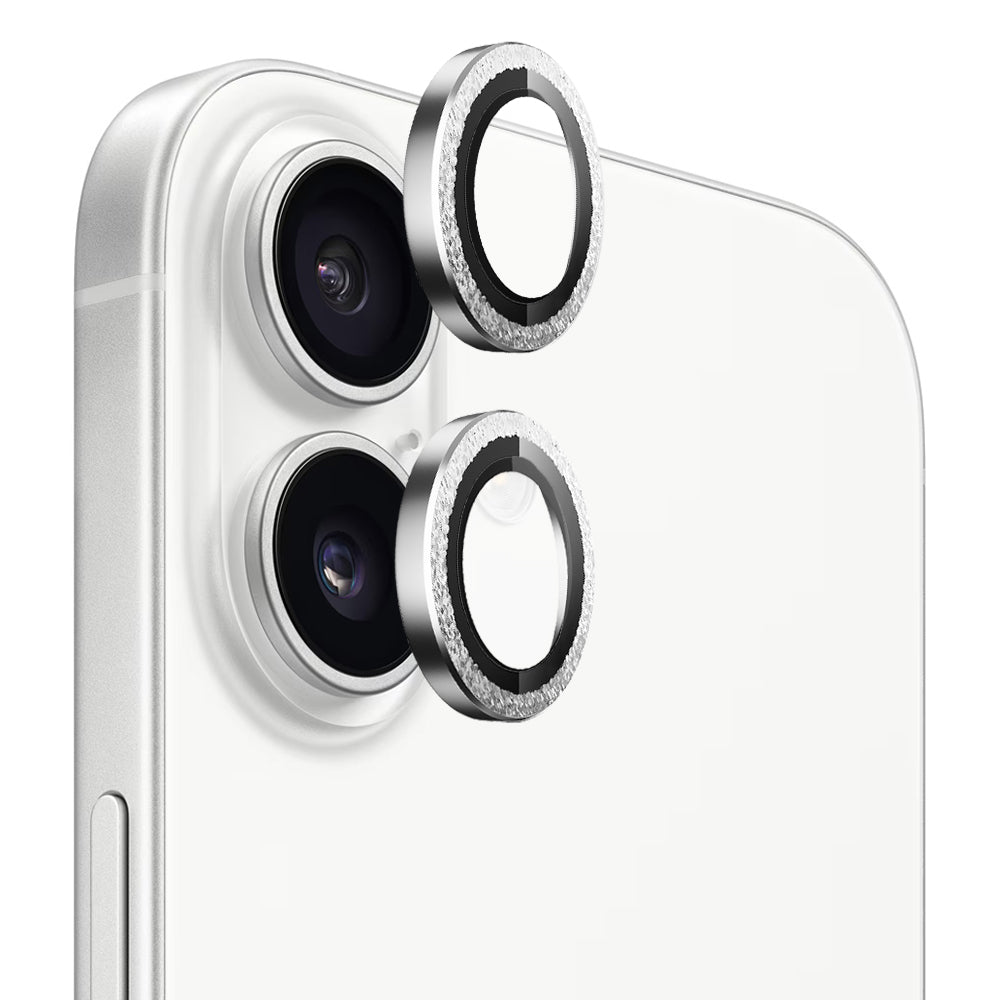Skyddsfilm för bakre kameran Blueo Glitter Diamond Metal Frame för Apple iPhone 17, Härdat glas, Silver