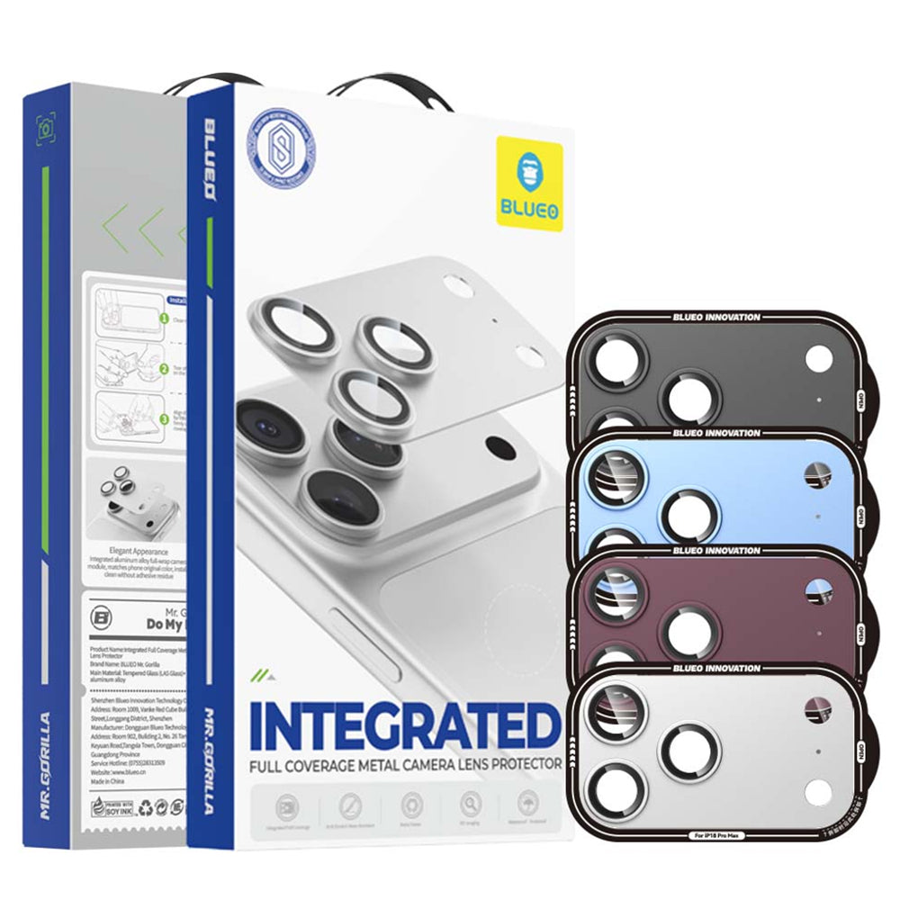 Blueo Integrated Metal-skydd för bakre kamera till Apple iPhone 18 Pro Max, härdat glas, blått