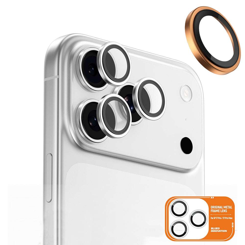 Skyddsfilm för bakre kamera Blueo Metal Frame för Apple iPhone 17 Pro Max / 17 Pro, Härdat glas, Orange