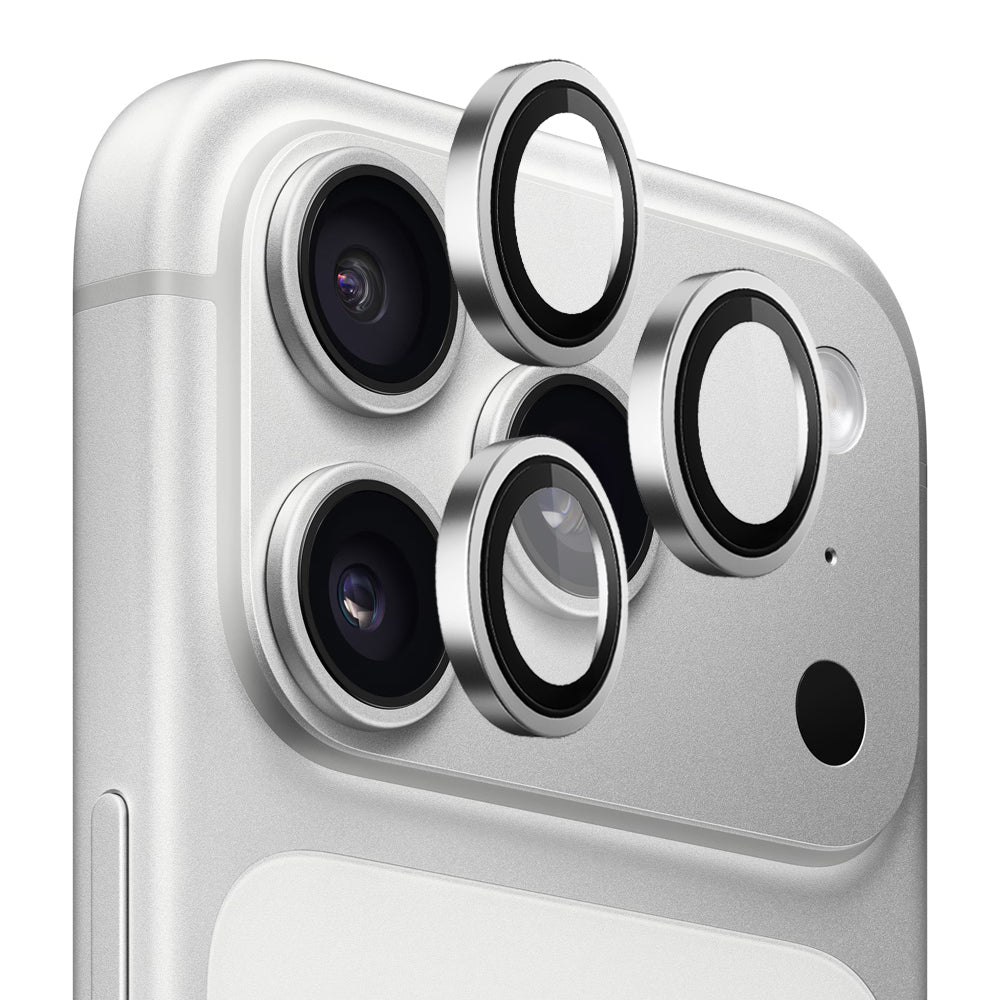 Blueo skyddsfilm för bakre kamera med metallram för Apple iPhone 18 Pro / 18 Pro Max, härdat glas, silverfärgad
