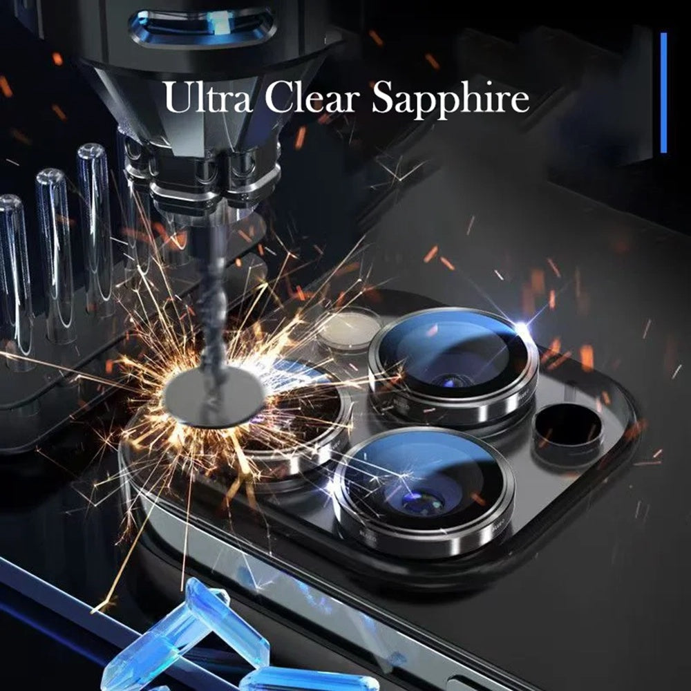 Blueo Sapphire Crystal bakre kameraskydd för Apple iPhone 16 Pro Max / 16 Pro, härdat glas, silver