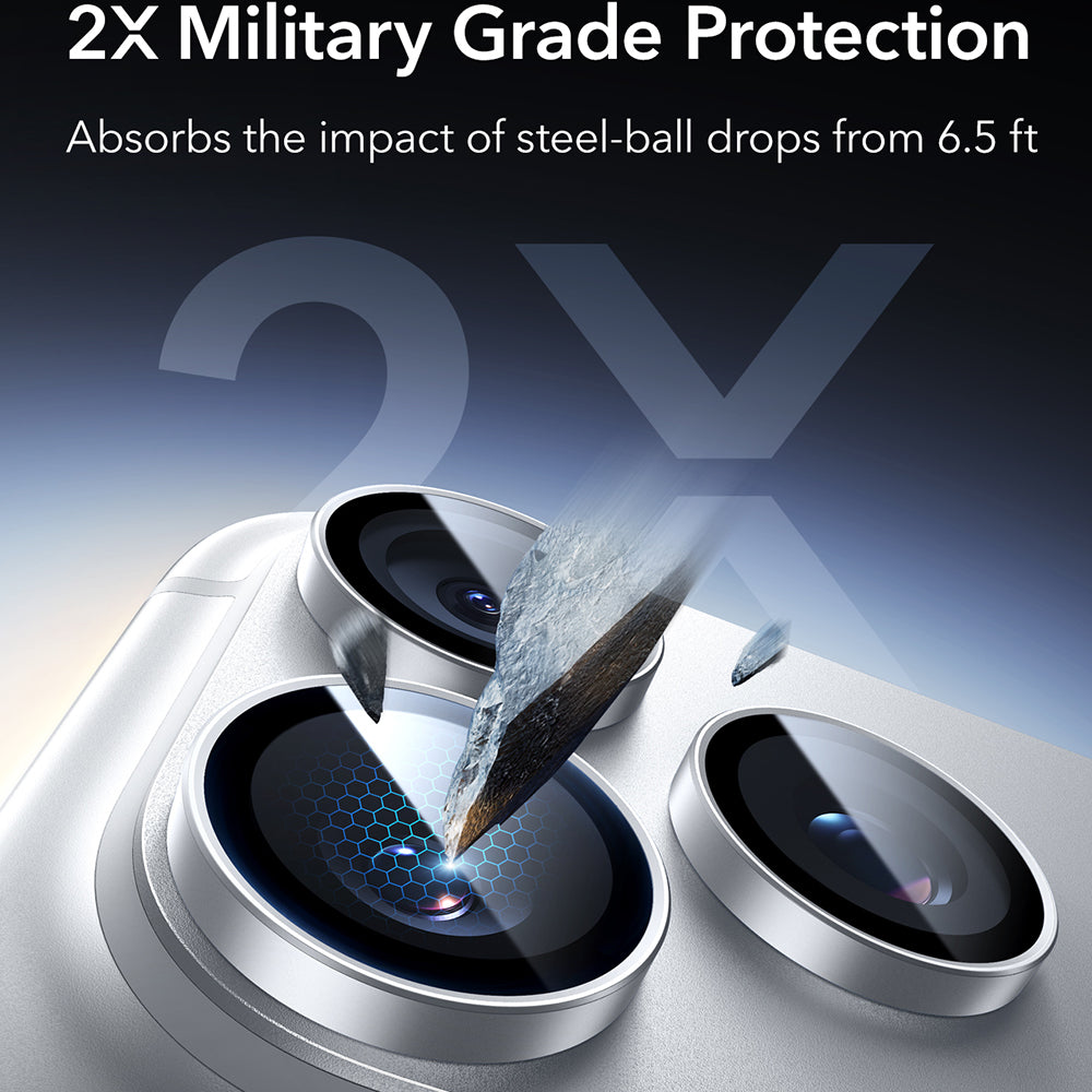 Skyddande bakre kameraskydd ESR Armorite för Apple iPhone 18 Pro / 18 Pro Max, härdat glas, silver
