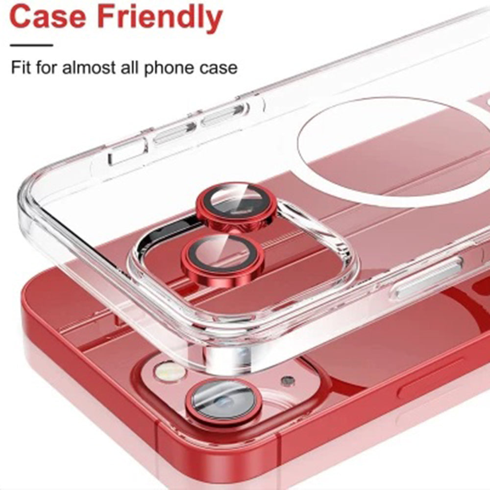 Skyddsfodral för bakre kamera Lito S+ för Apple iPhone 14, härdat glas, röd