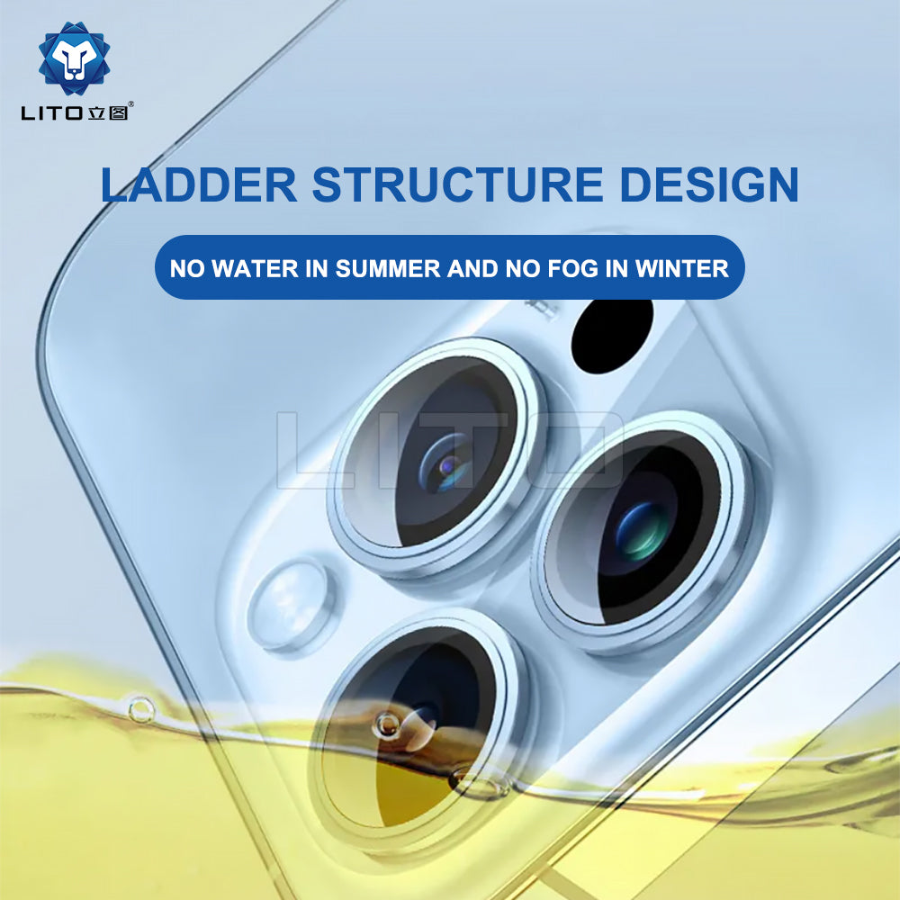 Lito S+ Rear Camera Protective Film for Apple iPhone 15 Pro Max / 15 Pro, Tempered Glass, Blue