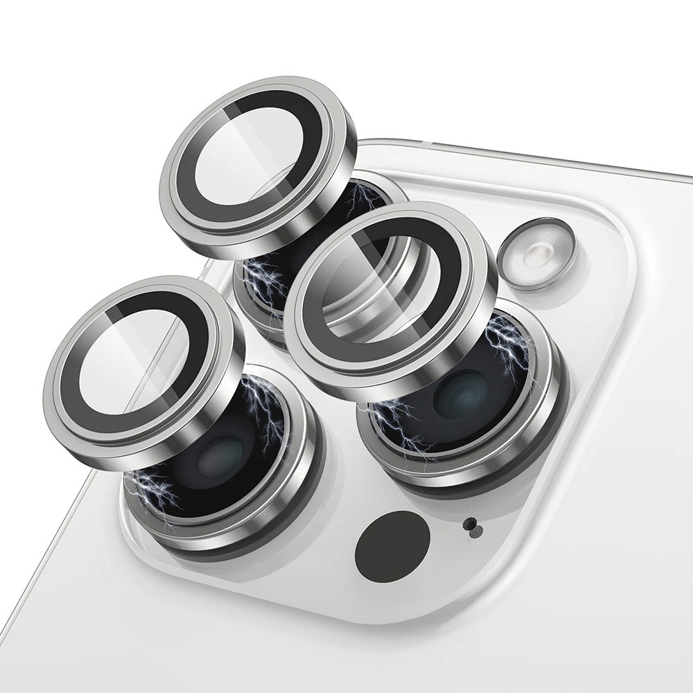 Lito S+ bakkameraskyddsfilm för Apple iPhone 15 Pro Max / 15 Pro, härdat glas, silver
