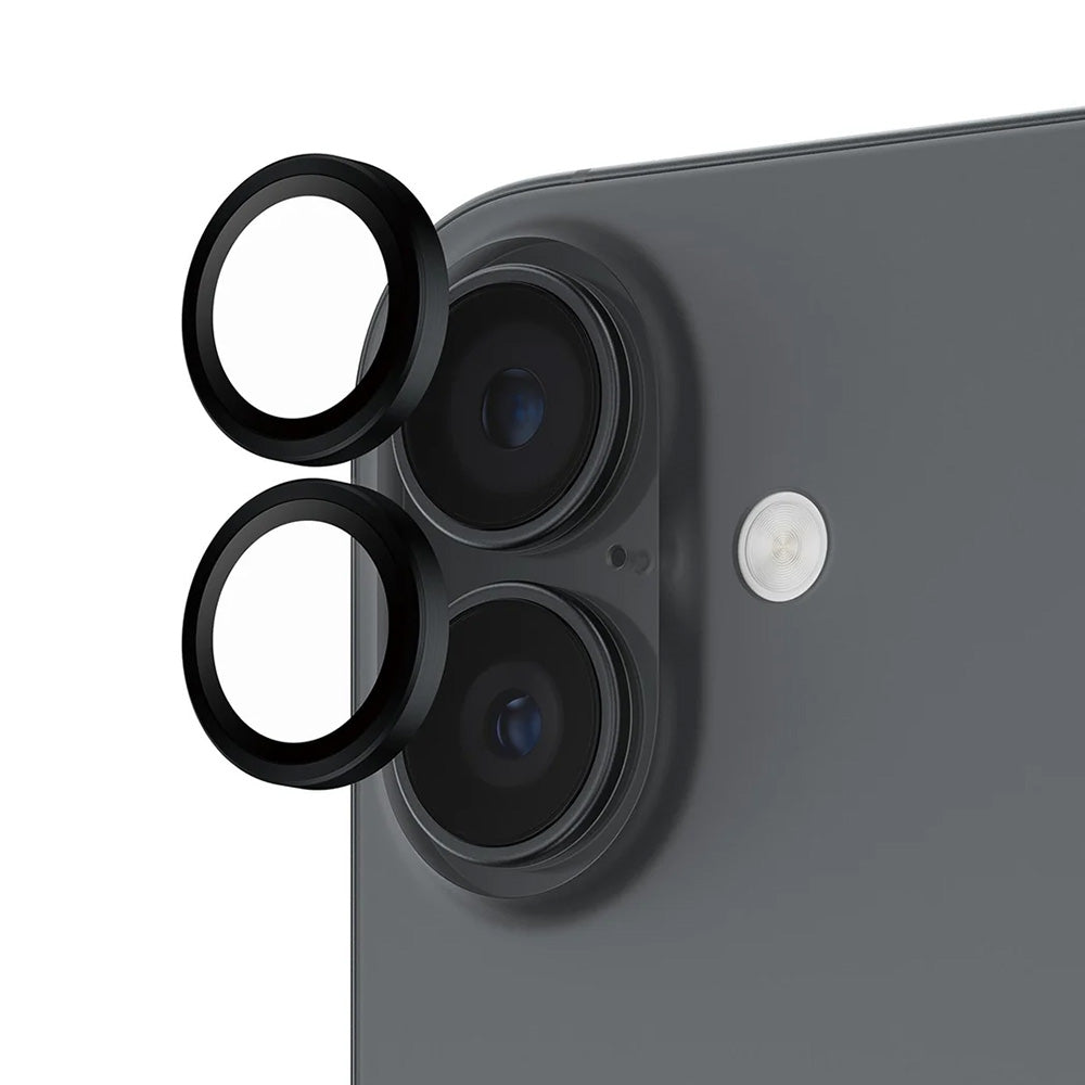 Skyddsfilm för bakre kameran PanzerGlass Hoops för Apple iPhone 17 / 16 Plus / 16, Härdat glas, Svart