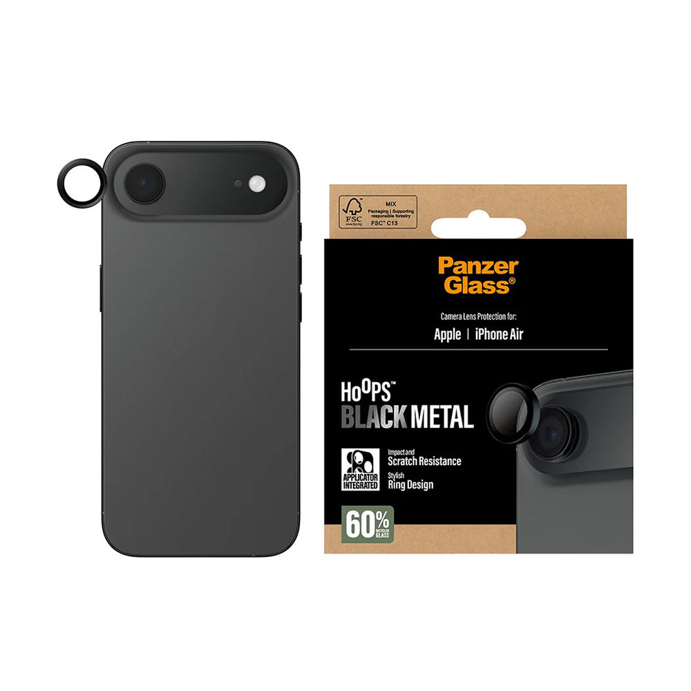 Skyddsfilm för bakre kamera PanzerGlass Hoops för Apple iPhone 17 Air, Härdat glas, Svart