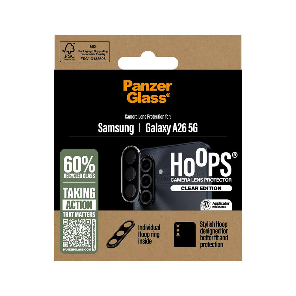 Skyddsfilm för bakre kamera PanzerGlass Hoops för Samsung Galaxy A26 A266, Härdat glas, Transparent