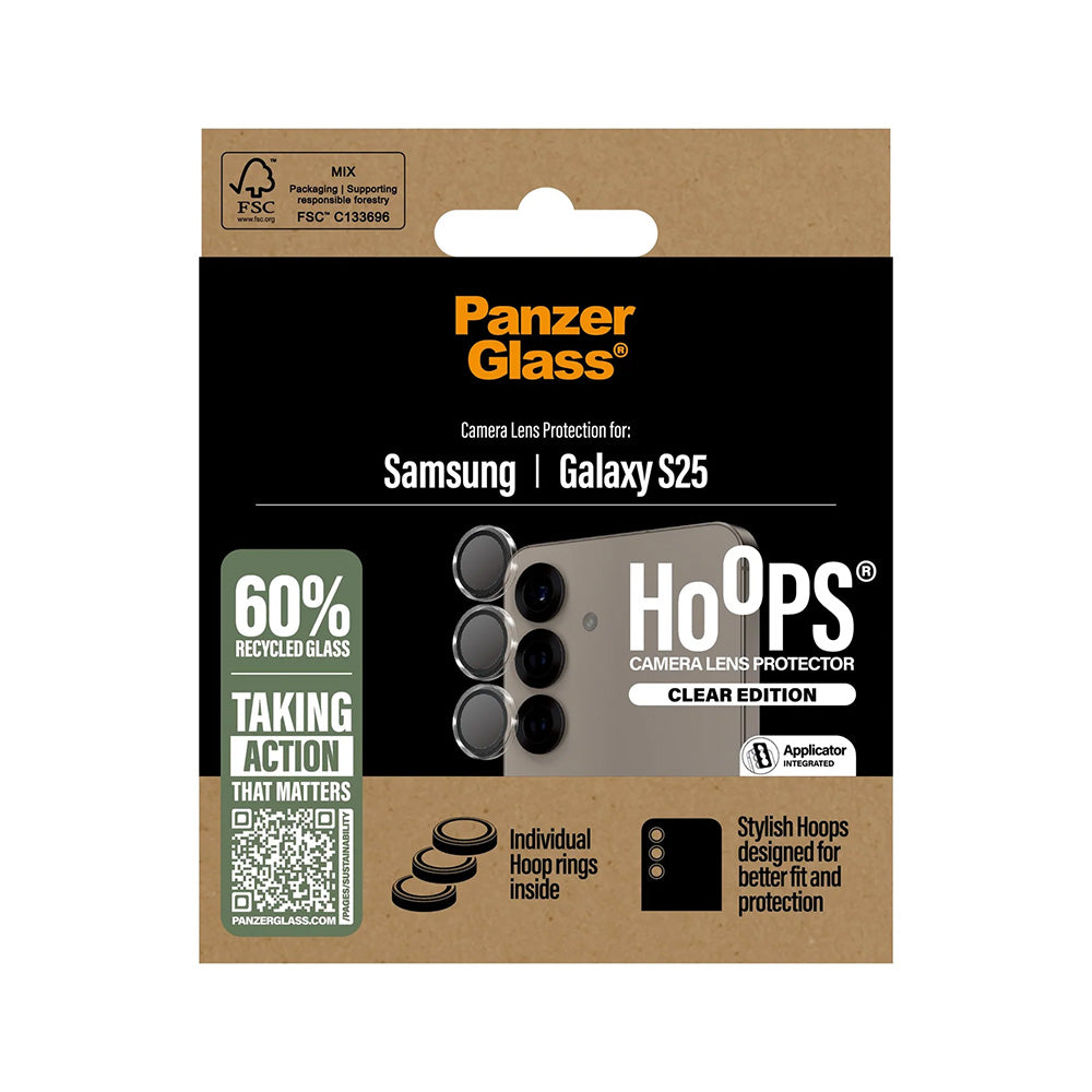 Skyddsfilm för bakre kamera PanzerGlass Hoops för Samsung Galaxy S25 S931, Härdat glas, Transparent