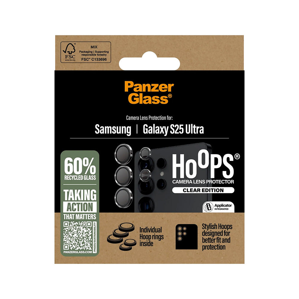 Skyddsfilm för bakre kamera PanzerGlass Hoops för Samsung Galaxy S25 Ultra S938, Härdat glas, Transparent