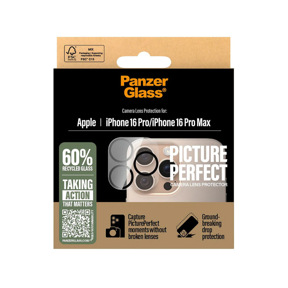 Skyddsfilm för bakre kamera PanzerGlass PicturePerfect för Apple iPhone 16 Pro Max / 16 Pro, Härdat Glas, Transparent