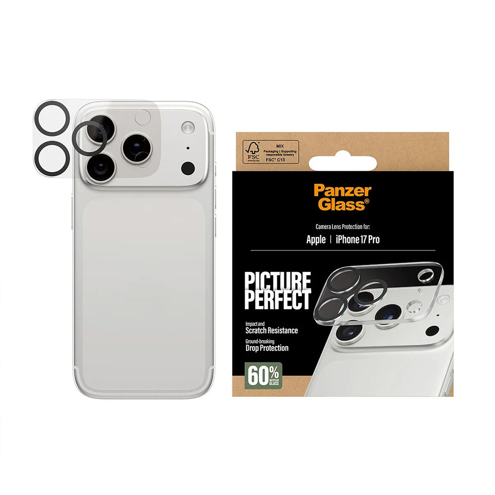 Skyddsfilm för bakre kamera PanzerGlass PicturePerfect för Apple iPhone 17 Pro, Härdat Glas, Transparent