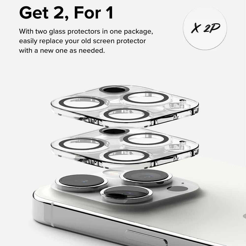 Skyddsfilm för bakre kameran Ringke för Apple iPhone 15 Pro Max, Härdat glas, Set med 2 stycken, Transparent