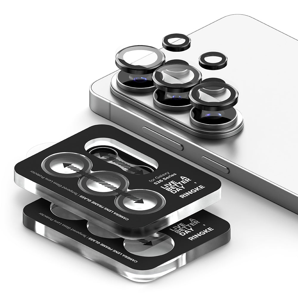 Skyddsfilm för bakre kameran Ringke för Samsung Galaxy S26 Ultra S948, Härdat glas, Set med 2 stycken, Svart